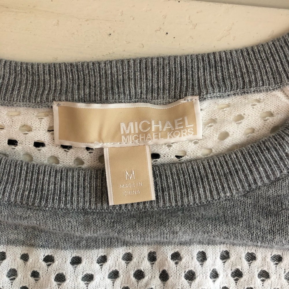 Michael Kors Cut Out Holes Gray and White Stripped - Picture 6 of 7